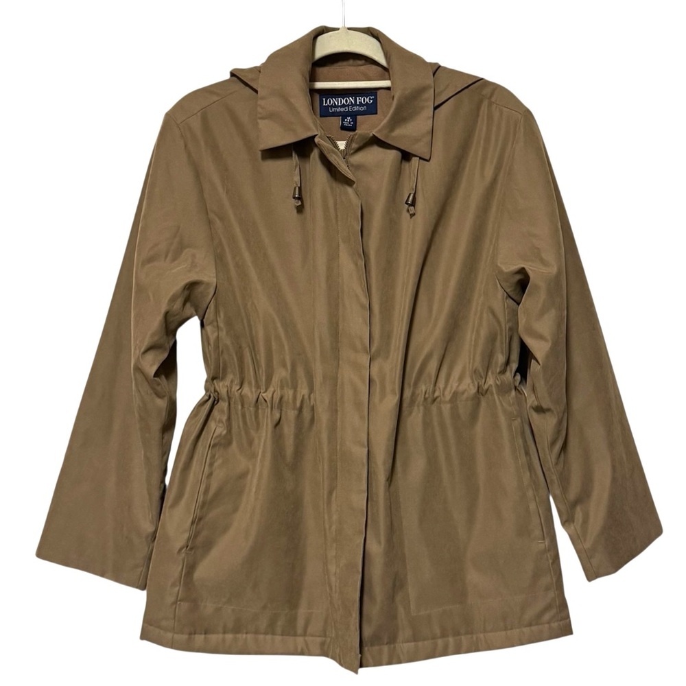 London Fog insulated jacket coat with Removable hood, Adjustable waist, Pockets